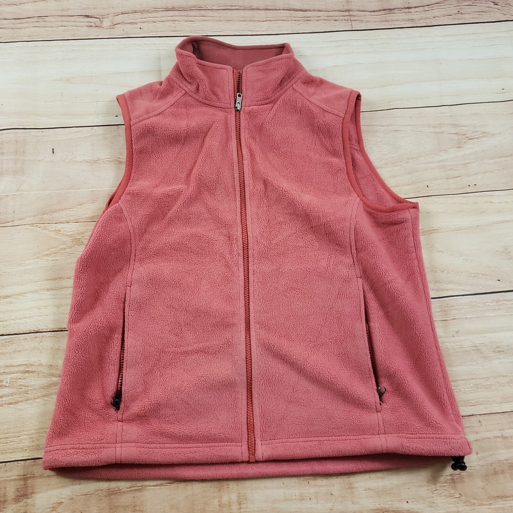 LL Bean Sweater Vest Womens Medium Red Sleeveless Outdoor Hiking Fleece Ladies M